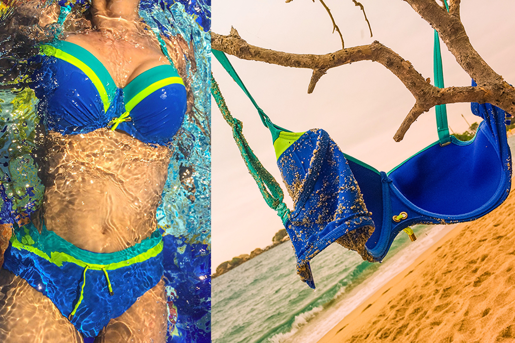 Frau im Bikini, Bikini am Strand